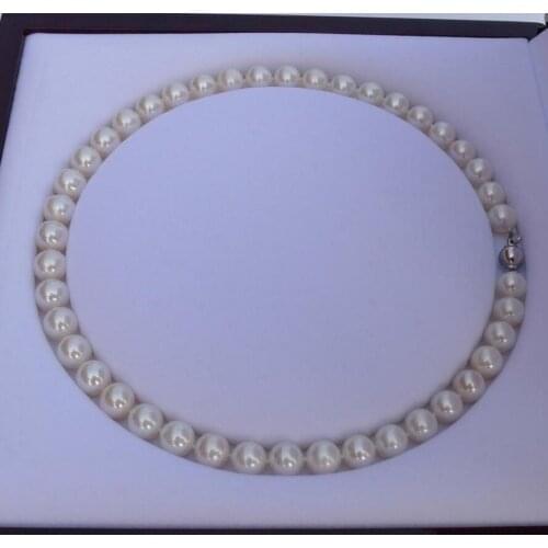Fashion jewelry Free Shipping Limited treasure AAAAA 10-11mm circle very light natural pearl necklace for her mother gift 925Sil