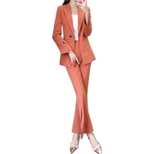 Fashion Slim Pant suit female Autumn NEW High end temperament ladies small wind horn pants two sets Professional suit female