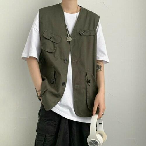 Men Multi Pocket Cargo Fishing Vest Waistcoat Utility Sleeveless Jacket