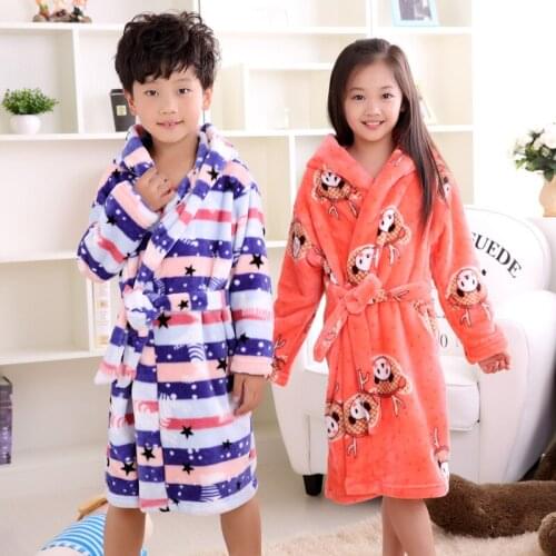 New Arrival Autumn Winter Flannel Nightgown Coral Childrens Pajamas Boy Girl Child Thickened Baby Bathrobe Kids Homewear B-5997