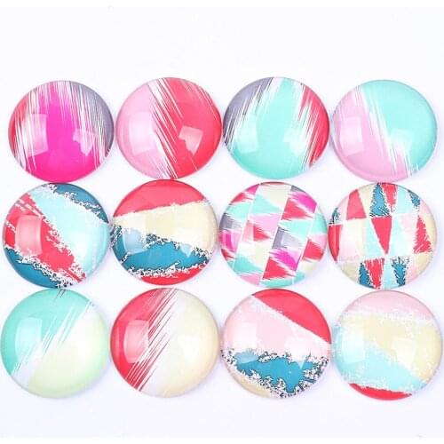 Onwear mixed abstract pattern photo round glass cabochon 12mm 14mm 20mm diy earrings bracelets jewelry findings