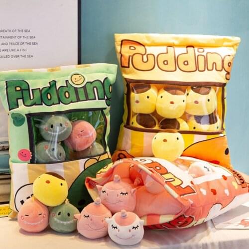 A Bag Of Eight Snack Pudding Zipper Bag Soft Cute Animal Plush Pillow Doll Toy Cartoon Children Plush Pillow Christmas Toy Gift