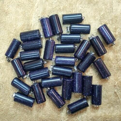 Wholesale 50pcs/lot fashion high quality blue sand stone cylinder shape pendants charms for jewelry making free shipping