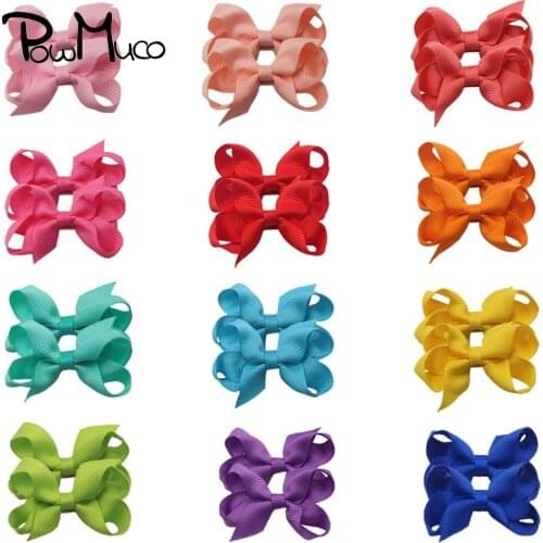 Powmuco 10pcs/lot Toddler Solid Color Grosgrain Ribbon Bows Hair Clips Cute Princess Bangs Hairpin Kids Accessories Holiday Gift