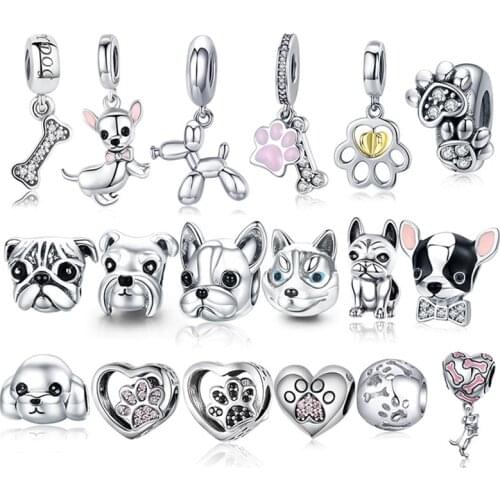 100% 925 Sterling Silver A Dog 's Story Poodle Puppy French Bulldog Beads Charm Fit BISAER Charms Silver 925 Original Bracelet