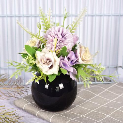 Modern Ceramic Vase Glass Vase Artificial Flower Ornaments Home Livingroom Furnishing Crafts Coffee Table Figurines Decoration