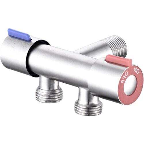 Stainless Steel Triangle Valve One Into Two Out Water Double Control Angle Valve Bathroom Valve Washing Machine Faucet Mop Tap