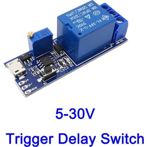 1Pcs Micro USB Module Smart Electronic 5V-30V USB Power Adjustable Trigger Delay Switch Relay Timer Control Module Board Shield