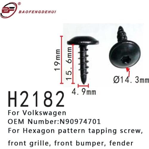 Hexagon Pattern Tapping Screw For Volkswagen Auto Screw Front Grille/Bumper Fender N90974701