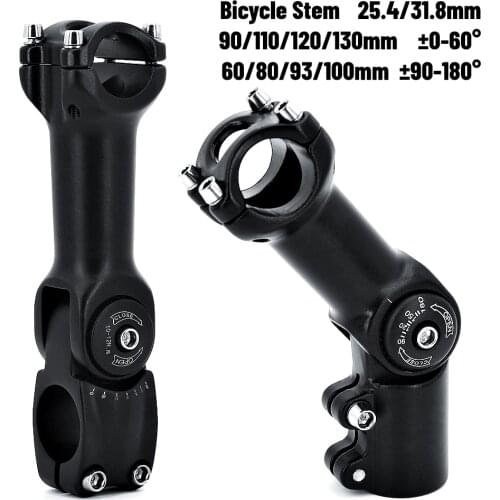 Adjustable Angle Bicycle Stem 25.4/31.8mm Handlebar Stem Riser Aluminum Alloy Front Fork Stem Adapter Mountain Bike Stem Parts