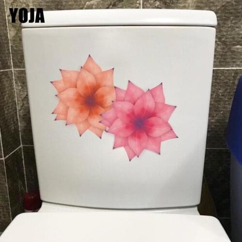 YOJA 23*14CM Red Ink Texture Bicolor Floral Classic WC Toilet Sticker Home Wall Decor Decal T1-0834
