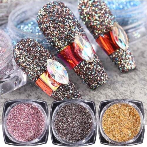 1Box Holographic Nail Glitter Laser Shiny Nail Art Sequins Silver Diamond Powder Dust Gel Nail Polish Manicure Decor