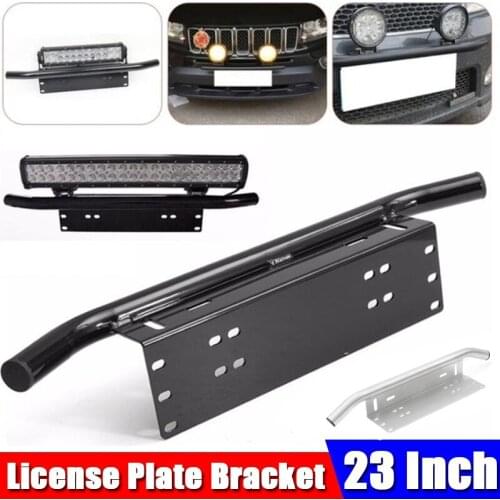 1PC 23 Inch Black Car Bull Bar Front Bumper License Plate Mount Bracket for Working Light
