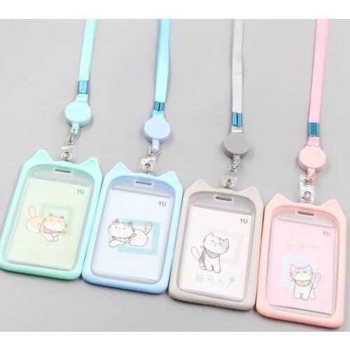 1PC Card Holder with Retractable Reel Lanyard Bank Identity Bus ID Card Badge Holder Cute Cartoon Credit Cover Case Kids Gift