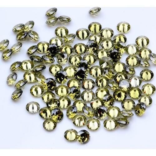 1000pcs AAAAA+ 0.8-4mm CZ Stone Round Cut Beads Olive Color Cubic Zirconia Synthetic Gems For Jewelry