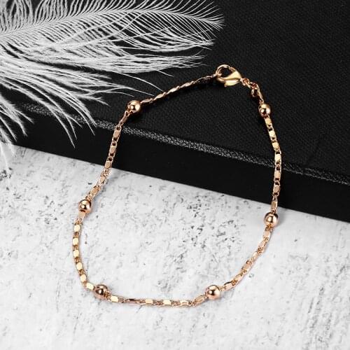 2mm Thin Marina Link Chain 585 Rose Gold Bracelet for Women Girls Woman Bracelet Wholesale Jewelry Valentines Gifts 20cm CB11