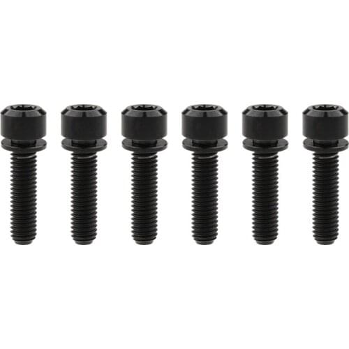 6Pcs M5 x 16 18 20mm Ti Titanium Screws Bolts Bicycle Stem Bolt with Washer Gasket M5x16 M5x18 M5x20 for MTB / Road Bicycle Stem
