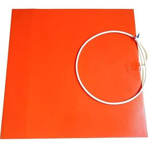 610*610*1.5mm 220v 1200w 3d printer heat bed adhesive 1 side 100k thermistor 1000mm lead wire come out from middle of 1 side