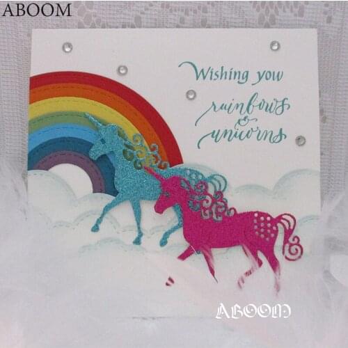 ABOOM 1PC New Unicorn Design Metal Cutting Dies Stencil DIY Scrapbooking Photo Album Card Paper Embossing Decorative Craft Steel