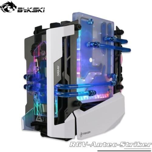 BYKSKI Acrylic Distro Plate for Antec Attacker Computer Case, DDC Pump Head Support 5v 3pin 12v 4pin, rgv-antec-striker-p