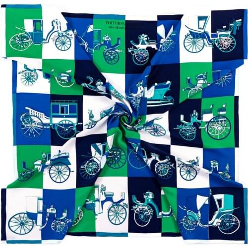 90cm Brand Women Twill Silk Shawl Carriage Square Scarf Brand Hijab Scarf Foulard Bandana Handmade Curled New Design Head Scarf