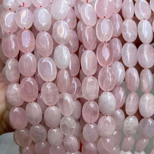 Natural Stone Oval Loose Spacer Beads For Jewelry Making 15"Strand DIY Accessorries Bead For Bracelet Red Carnelian Rose Quartzs