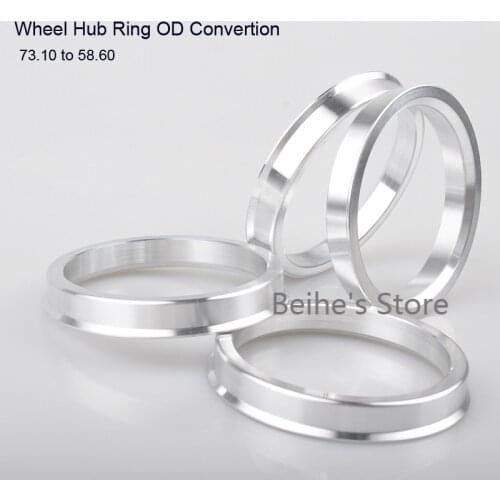 4pcs Wheel Hub Center Rings Aluminum Alloy Centric Hub Ring OD 73.1MM to ID 58.6MM