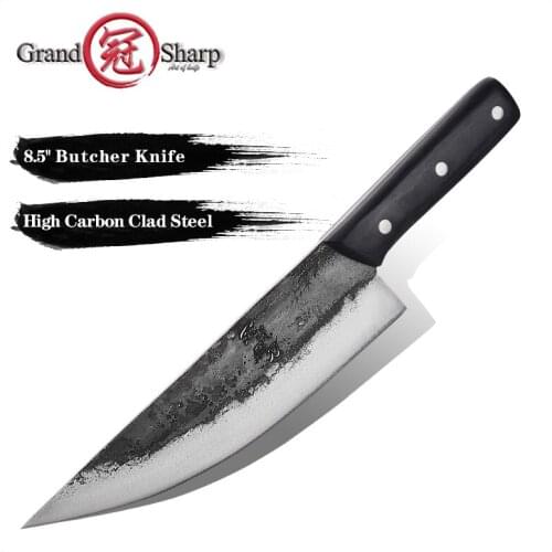 Grandsharp 8.5'' Handmade Chinese Chef Knife Clad Forged Steel Boning Slicing Butcher Kitchen Knives Kitchen Tools Professional