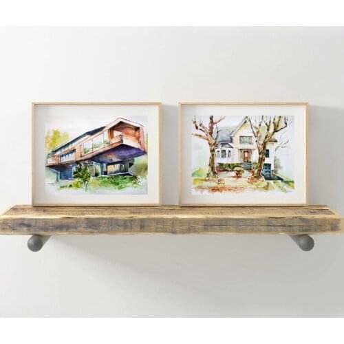 Wall Art Twilights Cullen Family Residence and Bella Swan House Watercolor Print , The Twilight Saga Poster Painting Fan Gift