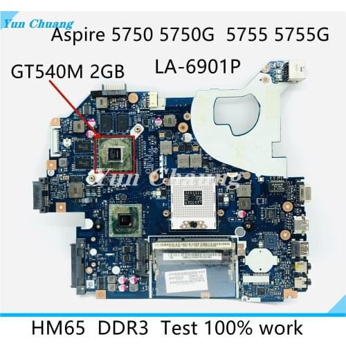 P5WE0 LA-6901P For ACER 5750 5750G 5755 NV57 notebook motherboard MBRCG02006 GPU GT540M 2GB DDR3 100% test work