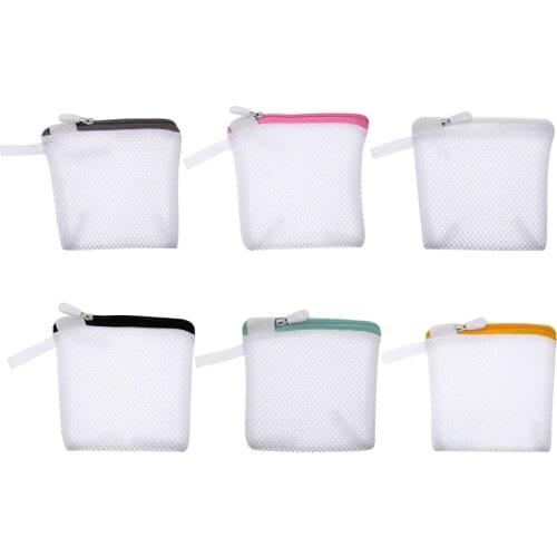 6pcs Foldable Portable Zipper Closure Portable Mini Mesh Bags Storage Bags Washing Bags Laundry Bag Set