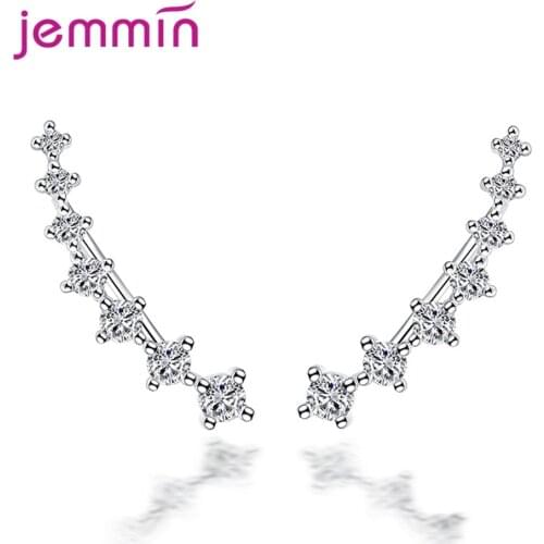 Fashion Female 925 Sterling Silver Brand Jewelry Four Claws Seven Stars Clip Earrings Female Cute Jewelry With Luxury CZ