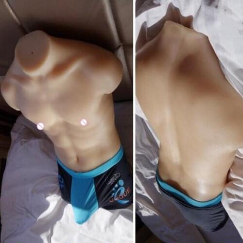 Tpe Real male mannequin Half body solid skeleton silicone doll sex inverted buttock jewelry cloth underpants Masturbation D291