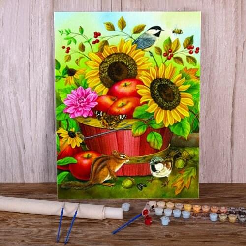 Sunflowers Flower Coloring By Numbers Painting Set Oil Paints 40*50 Boards By Numbers New Design Children Wholesale Drawing