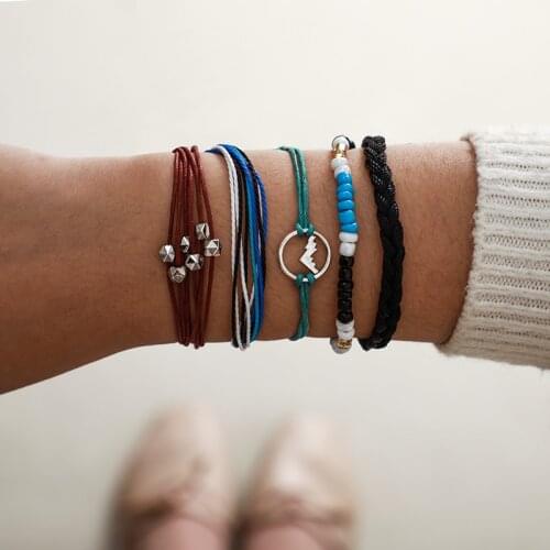 Tocoan Bohemian Hand Woven Rope Woman Friendship Bracelet Set Retro Ethnic Bracelet Beads Boho Jewelry Gift Accessories 8848