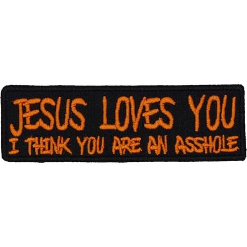 JESUS LOVES YOU Name Tags Funny Punk Rock Embroidered Biker Motorcycle Patches for Vest Hat Jeans