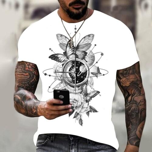 2021 new summer short-sleeved mens and womens 3D printed pattern tops street fashion loose large size hip-hop style