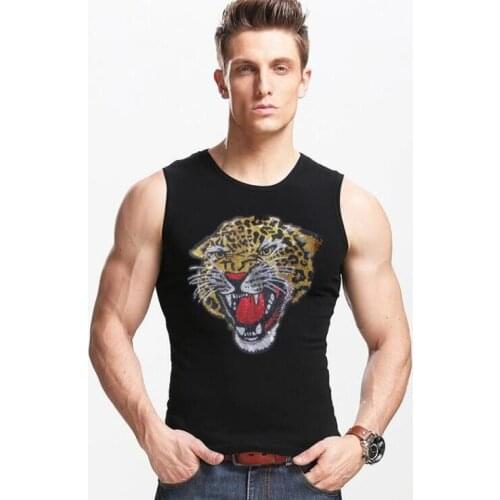 2021 Summer New Mens Fitness Diamond stone Vest Printing Fashion Sleeveless Vest Mens Muscle Running Training Sports Top