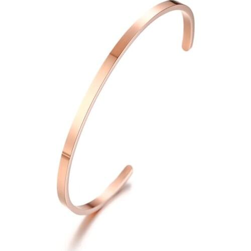 2021 Trendy European And American Style Stainless Steel Simple Material Jewelry Open Bracelet Suitable For Women And Men