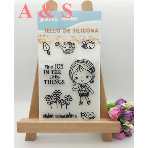 10x15cm Clear Stamp DIY Scrapbook Card Decoration vacation garden girl find joy in the little thing transparent roller stamp
