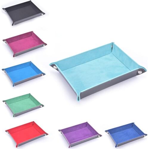 Variety of Colors Foldable Dice Tray Box PU Leather Folding Hexagon Rectangle Coin Square Tray Dice Game