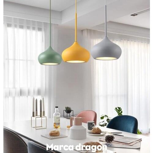 Nordic modern minimalist restaurant E27 led chandelier bar creative bar personality three Macaron restaurant pendant lamp I197