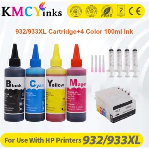KMCYinks Ink Cartridge Replacement For HP 932 933 for hp 6100 6600 6700 7110 7612 7610 printer with permanent chips +4X100ML ink