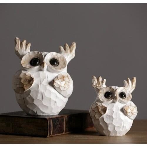 Animal Statue Resin Retro Owl Decoration Creative Home American Nordic Decoration Living Room TV Cabinet Soft Furnishings