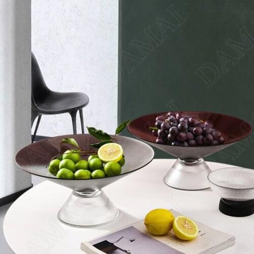 Light Luxury Glass Fruit Bowl Candy Dishes Dried Fruit Plate Snack Plates Nut Food Basket Coffee Table Decorative Tray Storage