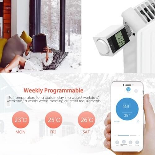ZigBee Thermostatic Radiator Valve Weekly Programmable Smart Heating Radiator Thermostat APP Control Voice Control Anti Freezing