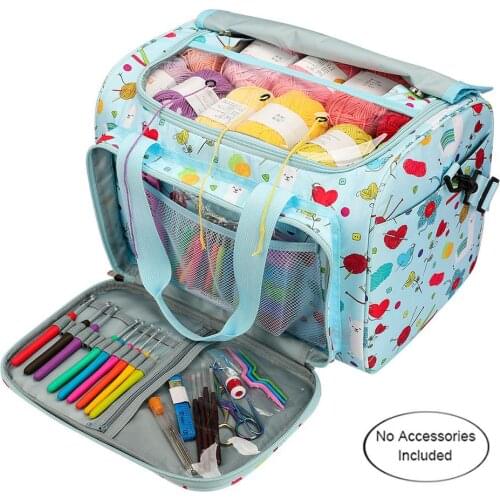 Knitting Woolen Yarn Storage Bag Crocheting Hook Knitting Needle Tote With Inner Divier Weaving Tool Organizer