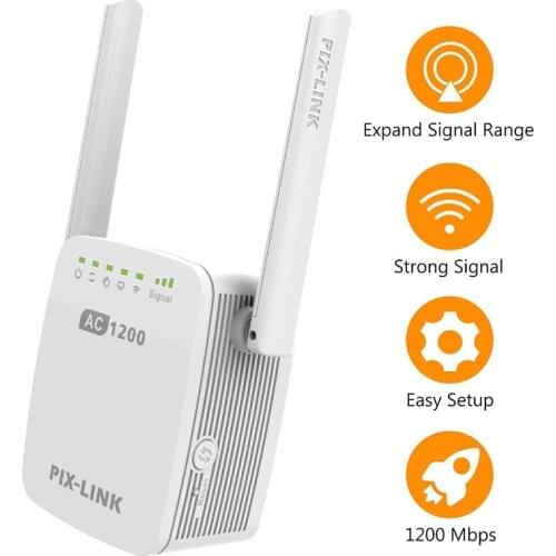 New Wireless AC 1200Mbps Extender 2.4G / 5G WiFi Repeater High Heat Dissipation Signal Booster Amplifier Two RJ45 wi fi Router