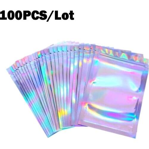100pcs Bubble Bag Translucent Zip Lock Bags Holographic Storage Bag Xmas Gift Packaging Socks Sexy Lingerie Glove Cosmetics