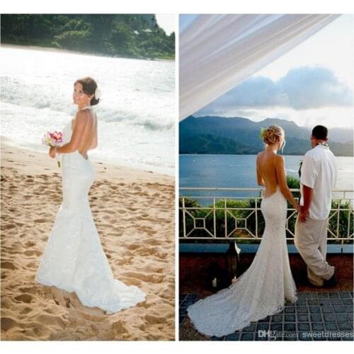 2015 Lace Mermaid Gowns Perfect Bridal Gowns Spaghetti Straps Backless Mermaid Lace Appliqued Lace Wedding Dresses